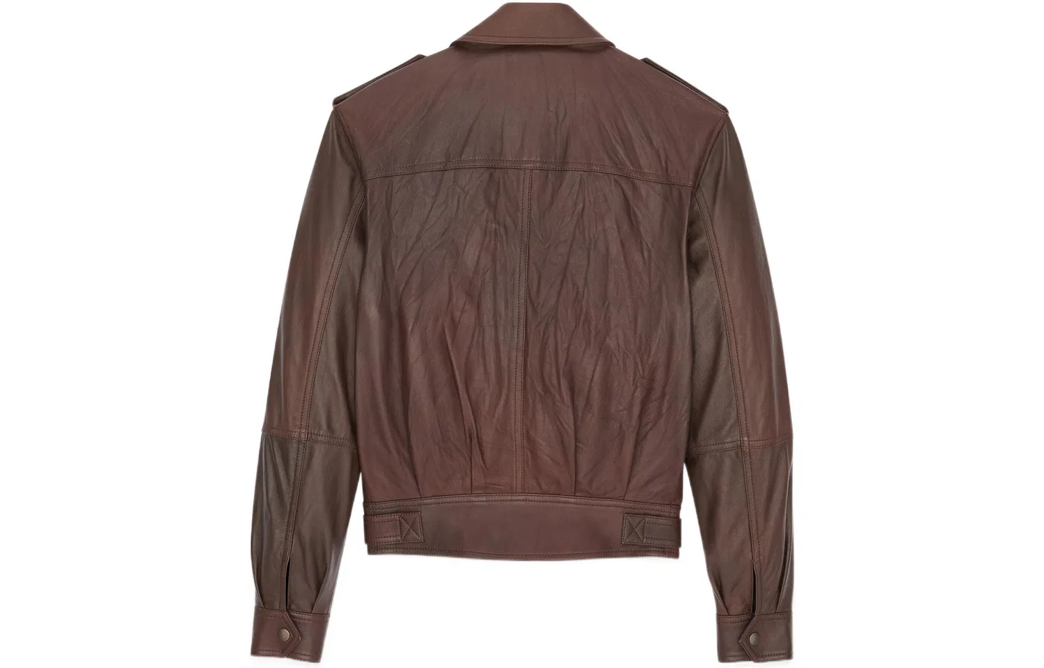 Женская кожаная куртка с принтом Brown-Beige SAINT LAURENT, Brown Beige — фото 4
