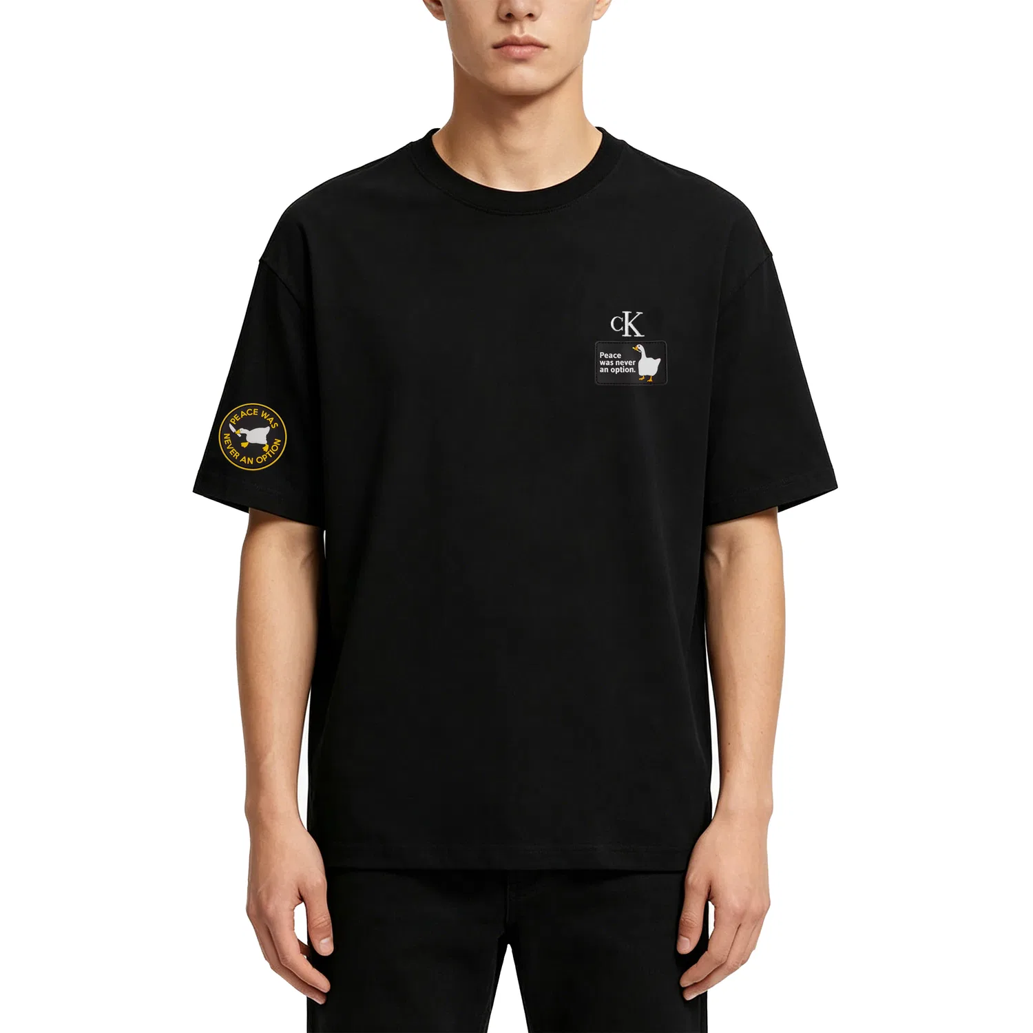 Футболка с круглым вырезом, свободный крой, Calvin Klein, Black — фото 4