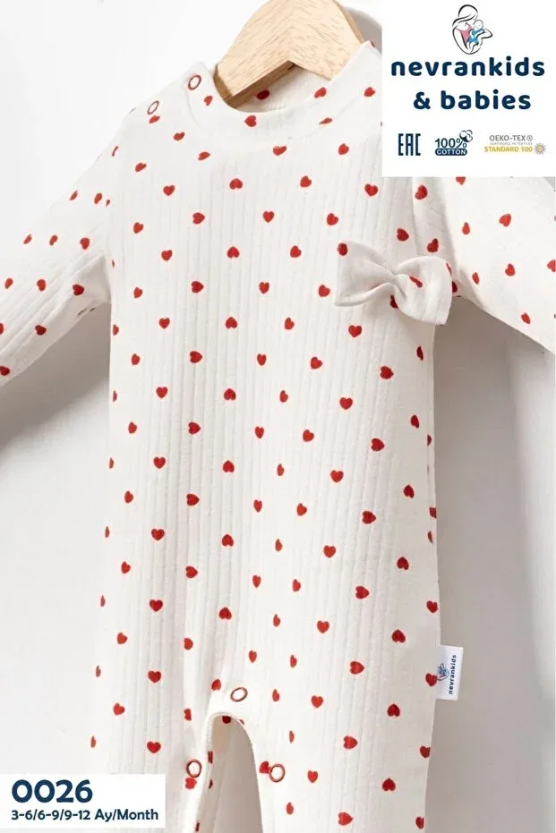 Детский комбинезон для девочек с принтом Heart Pattern Bandana Nevrankids, Ecru — фото 4