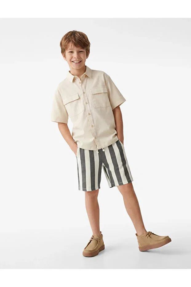 Детские шорты для мальчиков хлопковые Koton, Ecru Striped