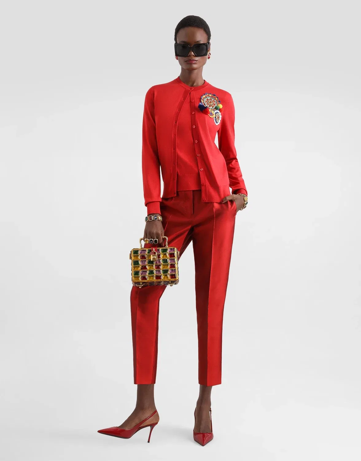 Брюки из шантунга микадо DOLCE & GABBANA, красный — фото 2
