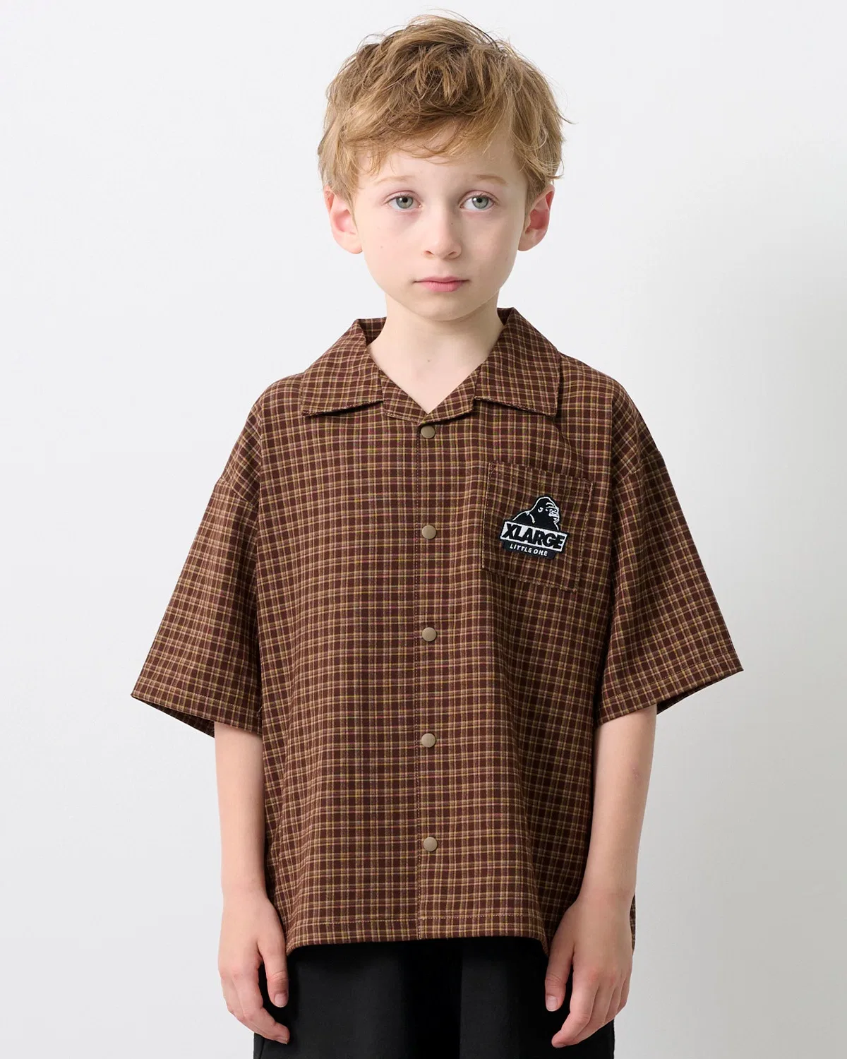 Детская рубашка с коротким рукавом с принтом XLARGE KIDS, Коричневый