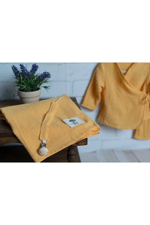 Детский комплект одежды для новорожденных из муслина Newborn kimono set Olivo Mini, Hardal — фото 4