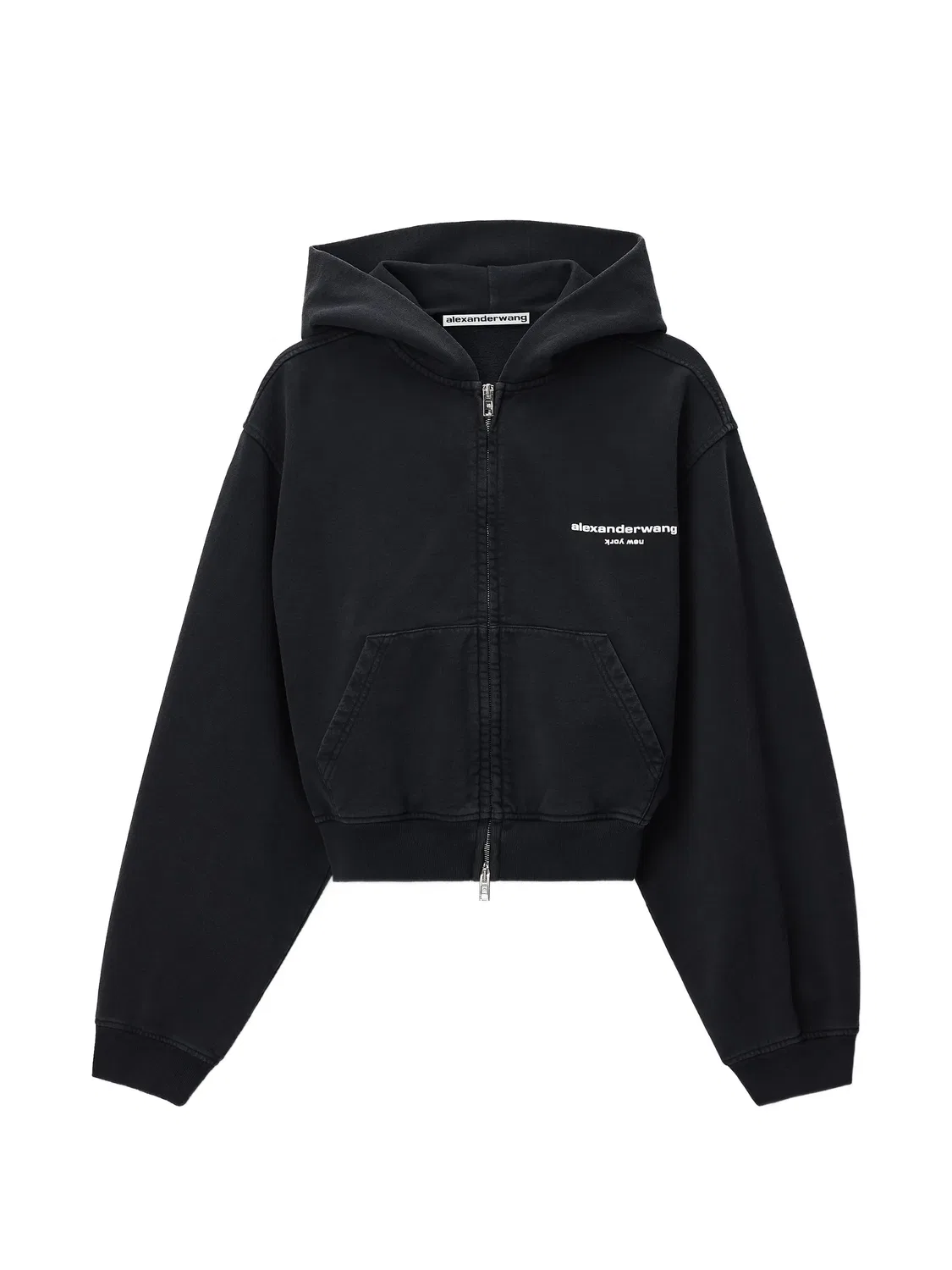 Худи на молнии с логотипом Alexander Wang, черный