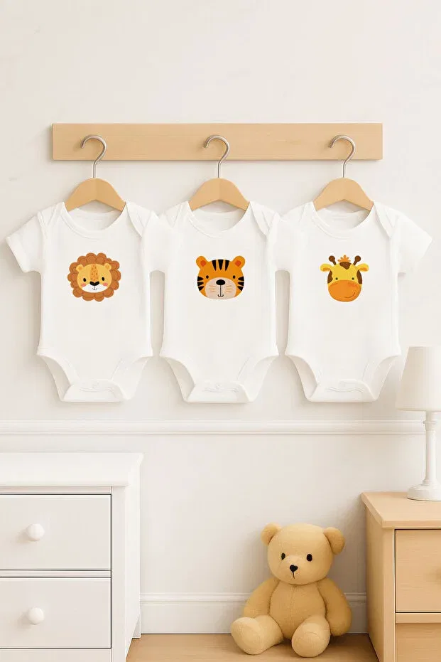 Детское боди с коротким рукавом с принтом Bebe Wini, Ecru