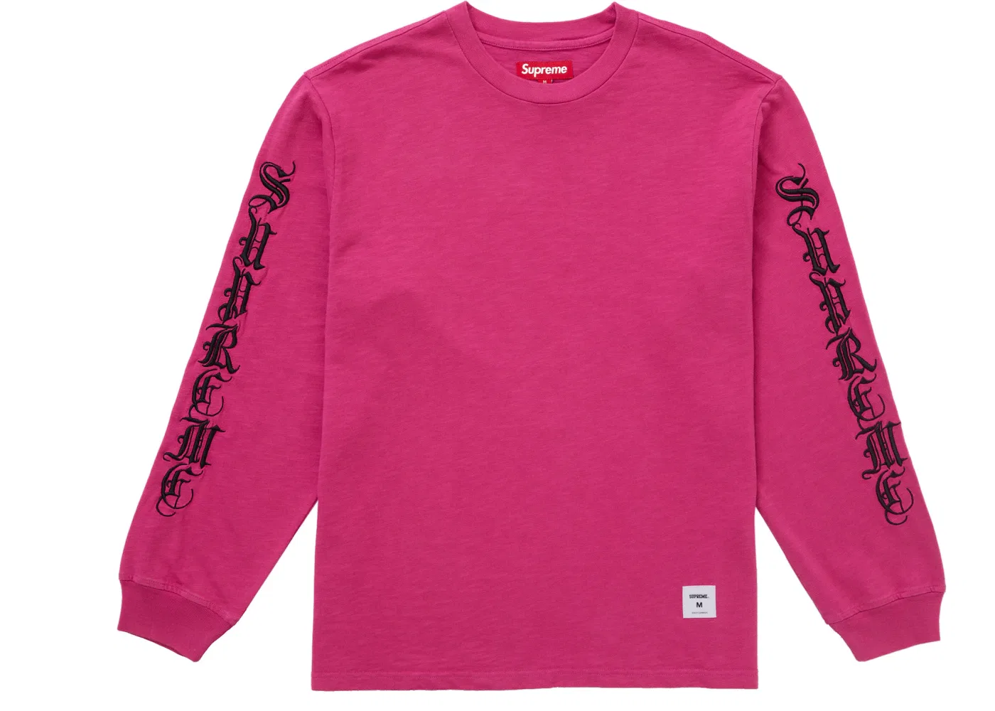 Мужская футболка с длинным рукавом Supreme Old English L/S Top, Magenta