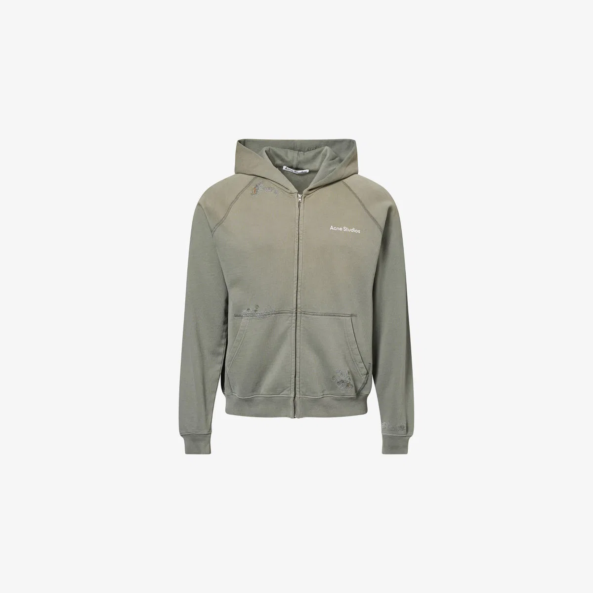 Худи из хлопка на молнии с логотипом Fupiter u stamp Acne Studios, серый