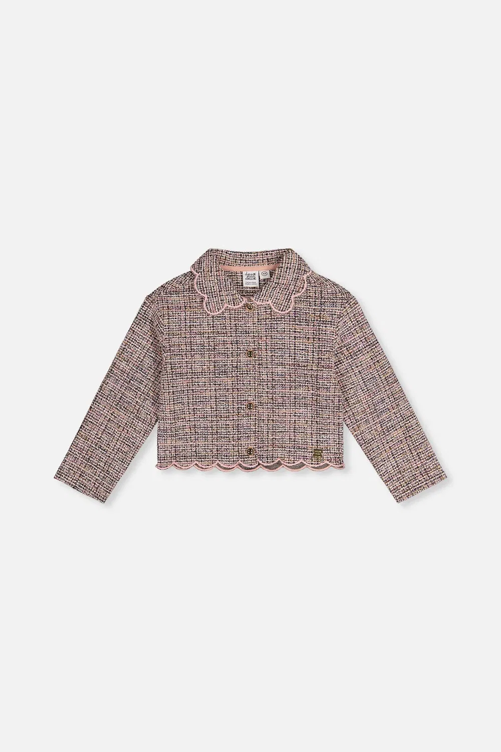 Детская короткая куртка из жаккардового трикотажа Deux par Deux, Pink and Black Knit