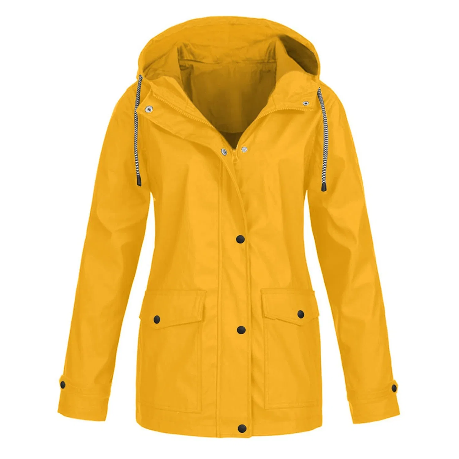 Женская легкая куртка с капюшоном на молнии с длинным рукавом, yellow — фото 3