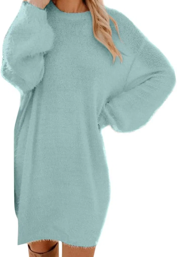 Женское пушистое платье-свитер skater sweater, Sky Blue
