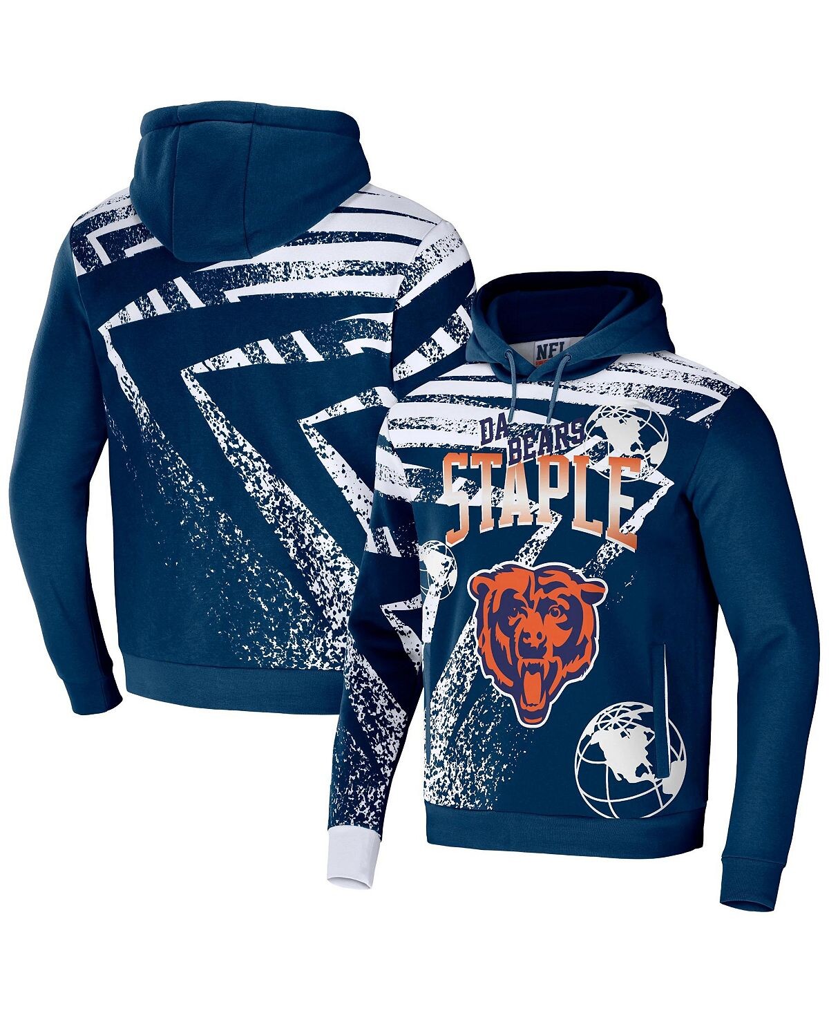 

Мужская толстовка с капюшоном nfl x staple navy chicago bears team slogan с принтом по всей поверхности NFL Properties, синий