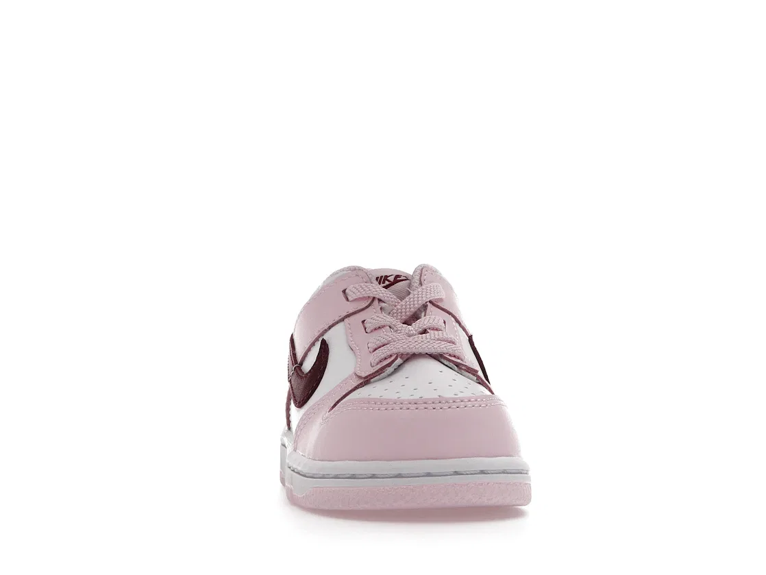 Детские кроссовки для мальчиков с кожаным верхом Nike Dunk Low, Pink/Red-White — фото 2