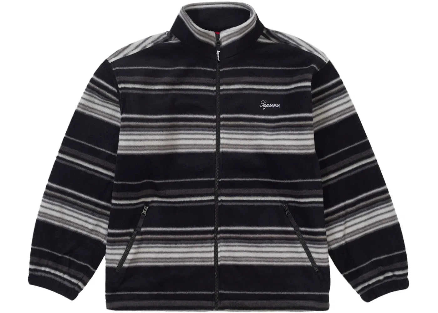 Мужская куртка-флис на молнии Supreme Stripe Zip Up Fleece Jacket Supreme, Black