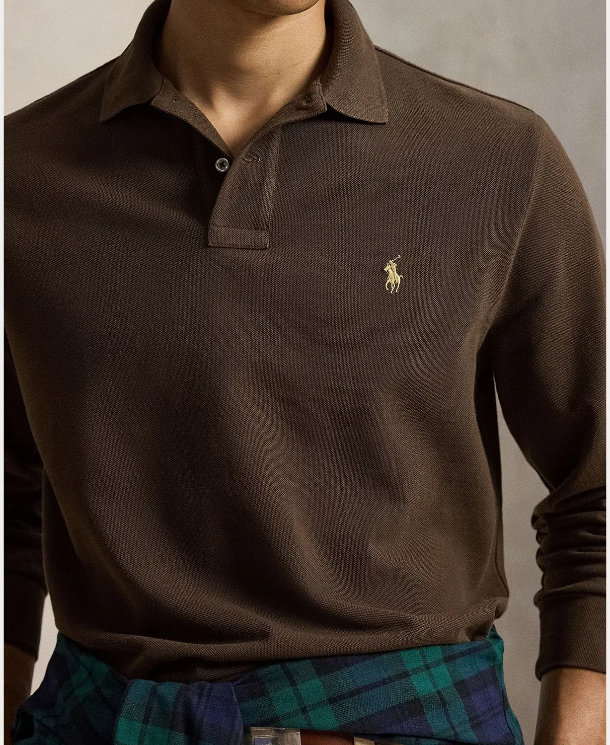 Рубашка с длинным рукавом, Polo Piqué Fit, Polo Ralph Lauren, темно-коричневый — фото 3