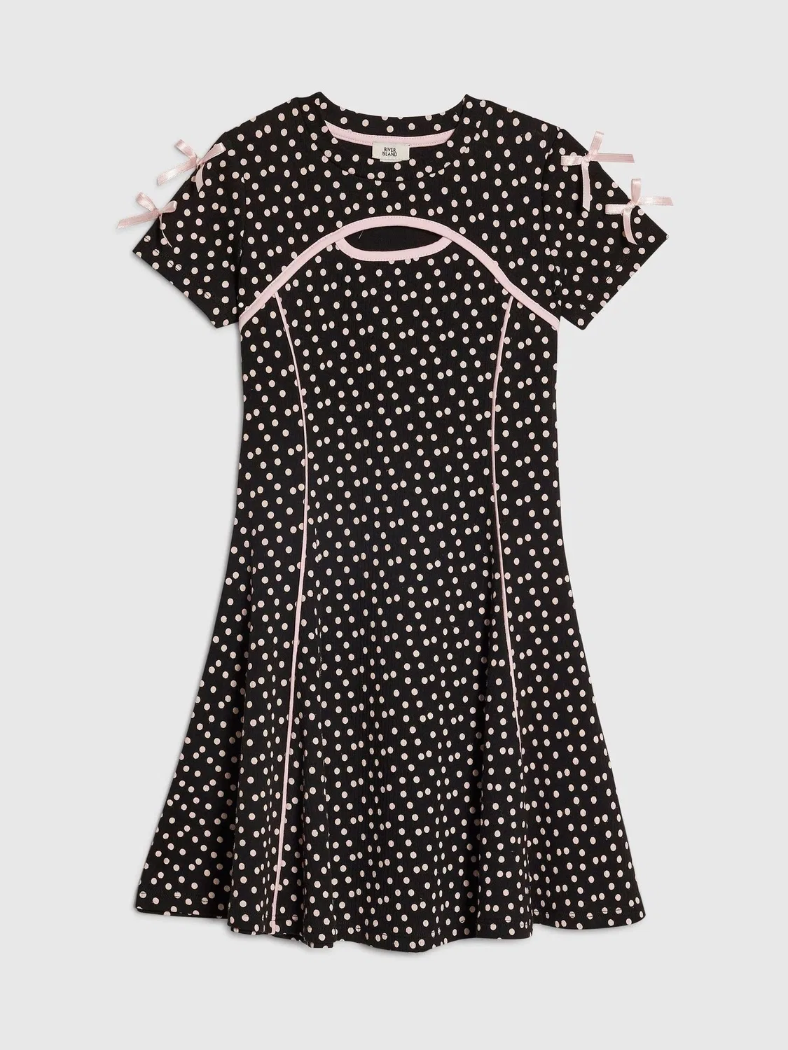 Платье в горошек с вырезами River Island, черное