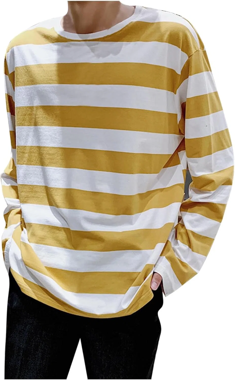 Мужская футболка с длинным рукавом в полоску Classic Crewneck, White