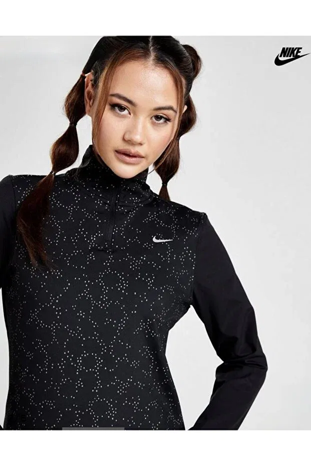 Женская футболка с длинным рукавом с принтом Nike, Black — фото 2