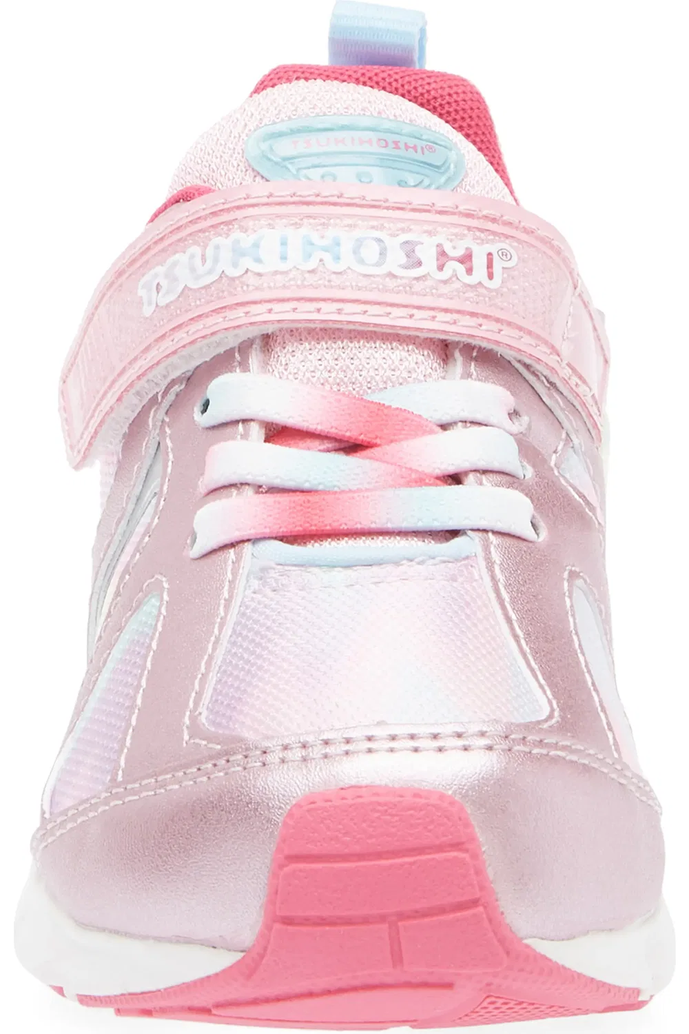 Детские кроссовки легкие с эластичными шнурками Rainbow Washable Tsukihoshi, розовый/розовый — фото 4