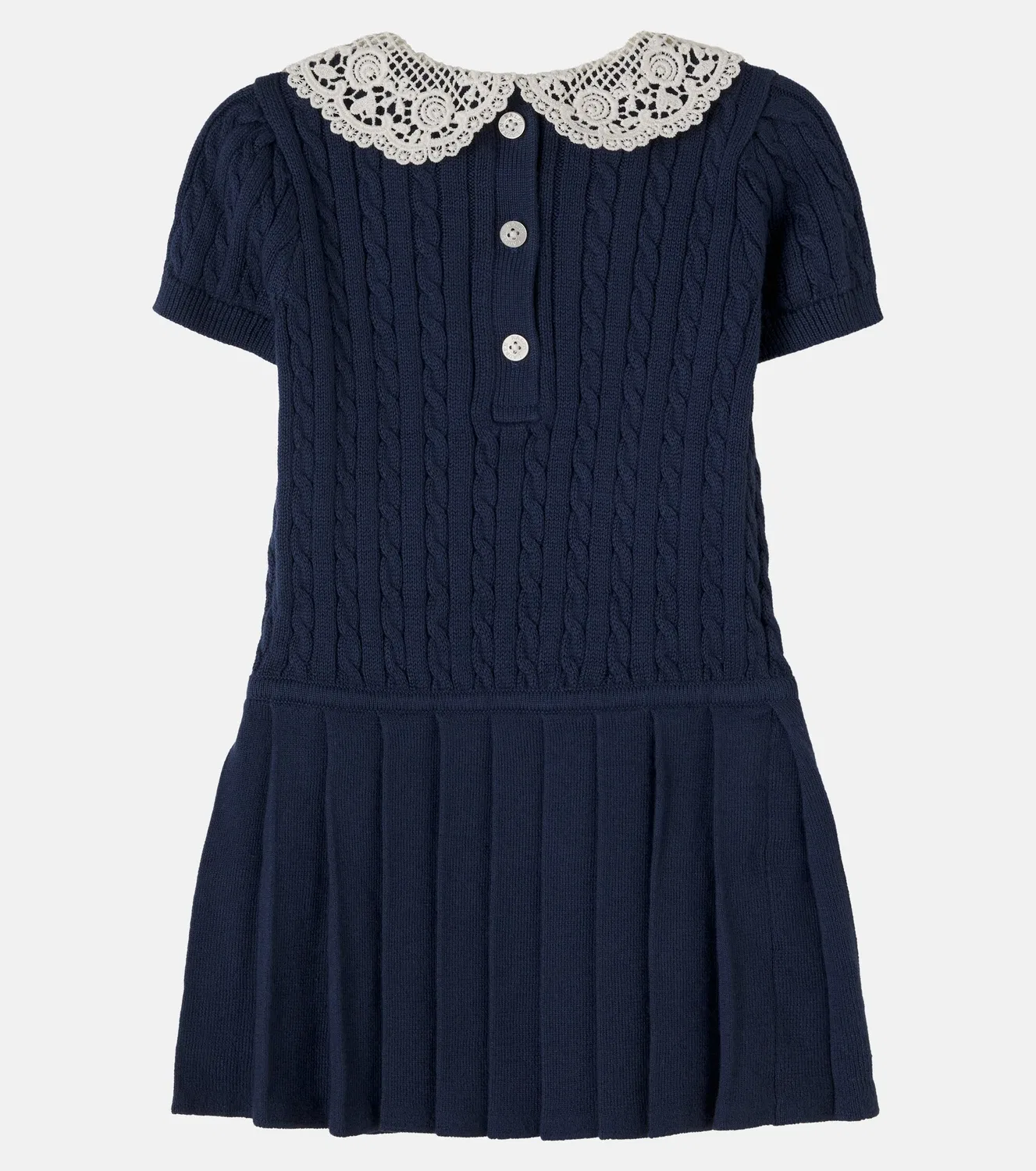 Нарядное платье из плиссированного хлопка Polo Ralph Lauren Kids, синий — фото 3