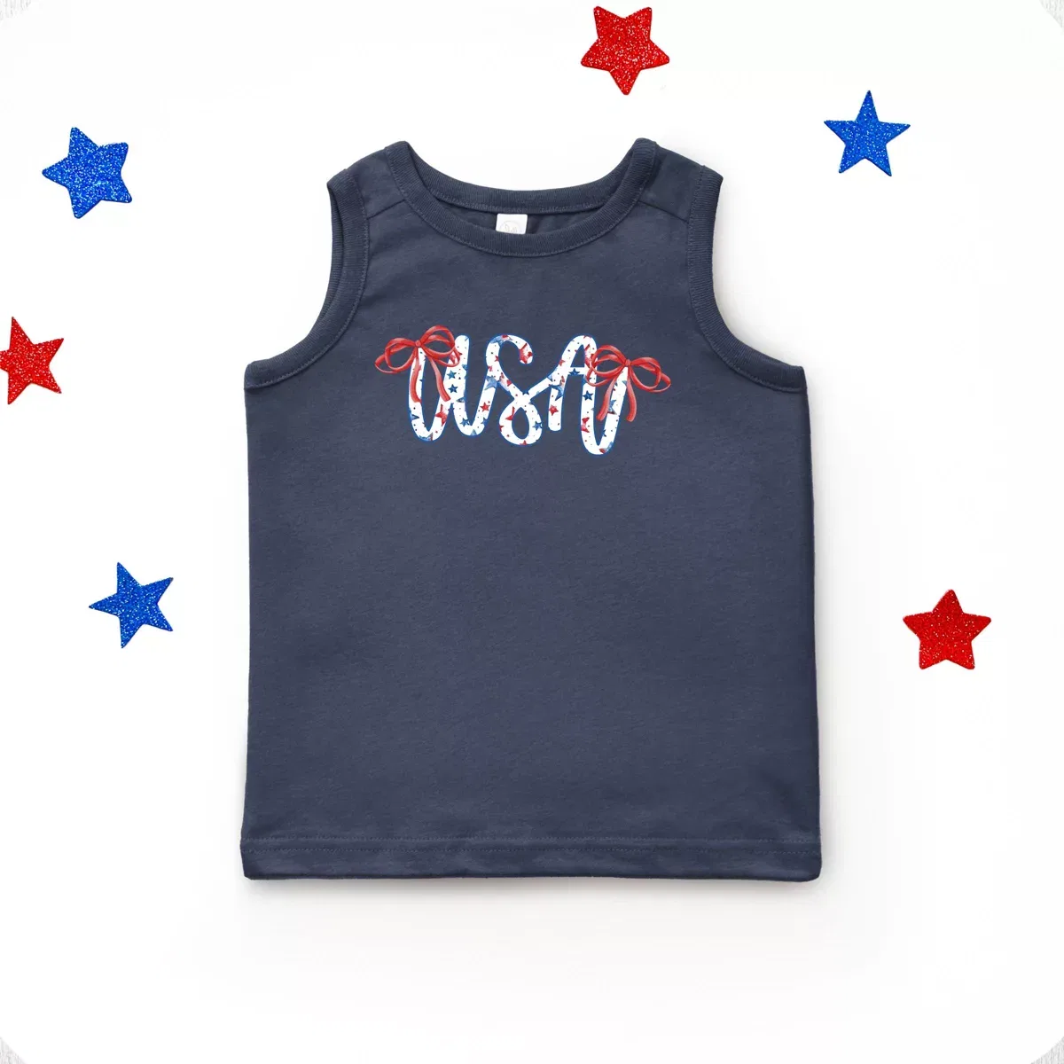 Детский топ-майка без рукавов USA Cursive Coquette The Juniper Shop, Navy — фото 2