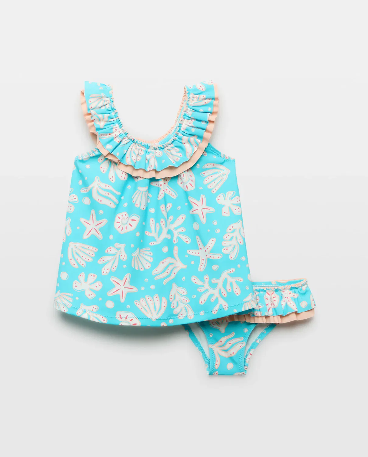 Детский купальный комплект для девочек с принтом Conjunto Colores Conchas Perfil Baby El Corte Inglés, Verde
