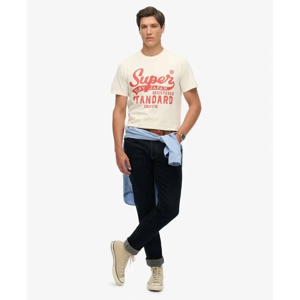 Мужская футболка с принтом Standard Script Superdry, Beige / Cremefarben — фото 2
