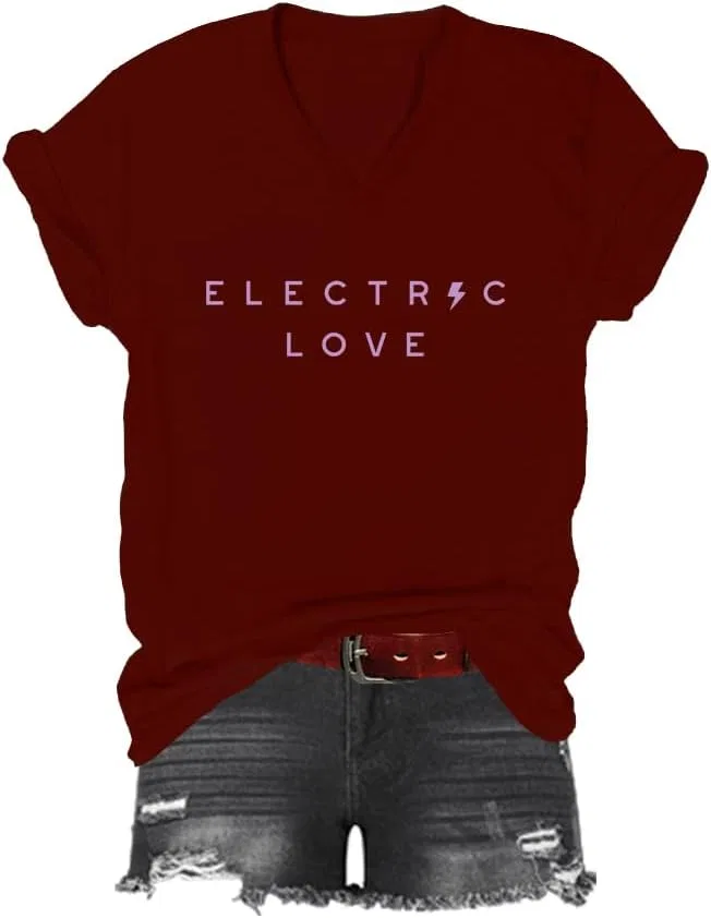 Футболка с принтом Electric Love, Claret