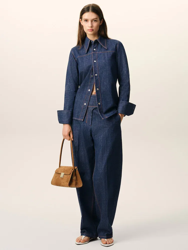 Рубашка с острым воротником AMI PARIS, Indigo