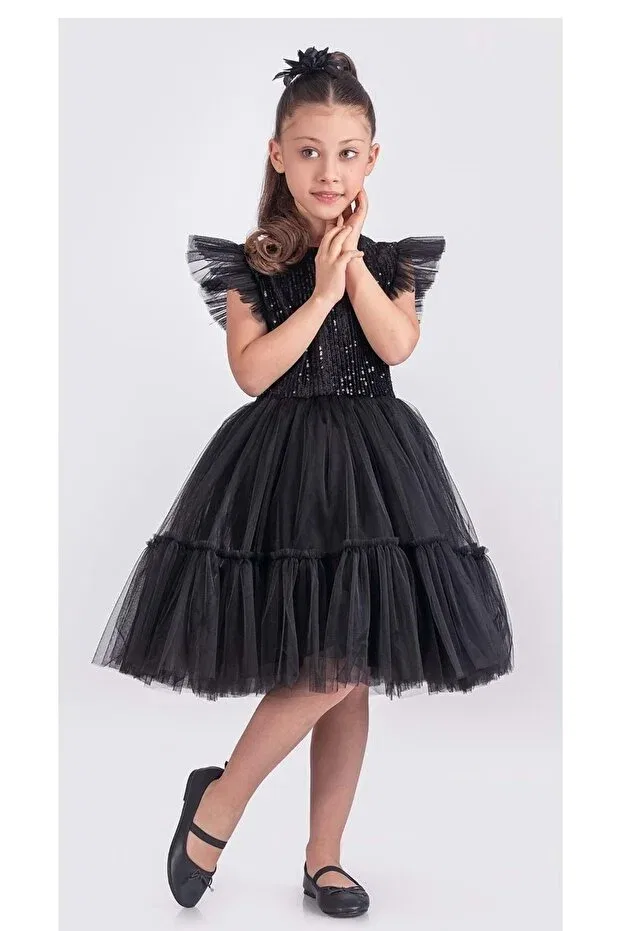 Детское платье для девочек с пайетками Mnk Baby&Kids, Black — фото 2