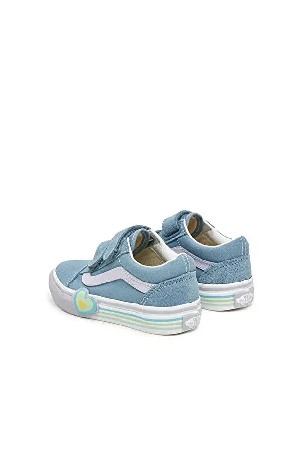 Детские кеды для девочек с принтом Old Skool V Heart Vans, Blue — фото 3