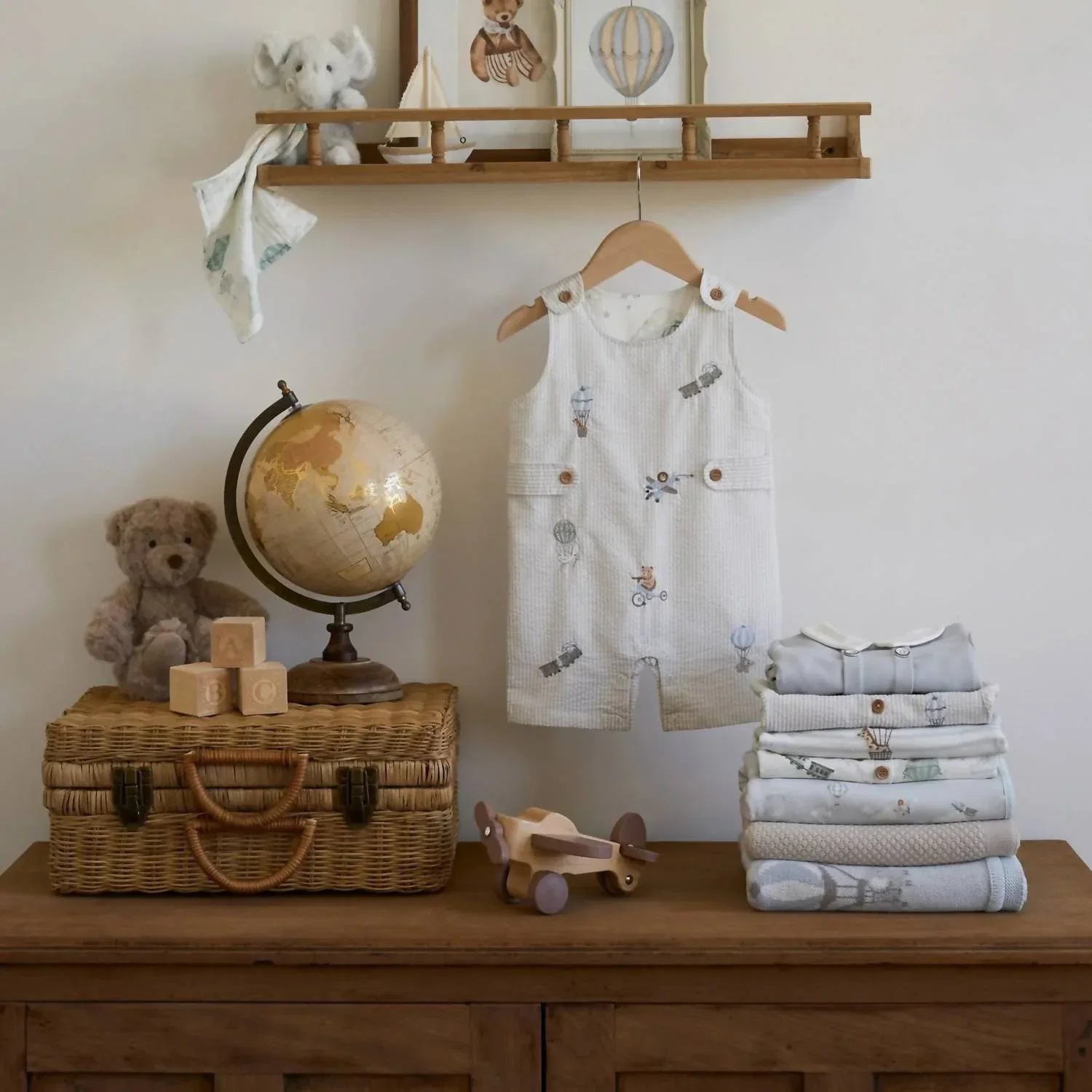 Детский боди-комбинезон для девочек с вышивкой Up & Away Elegant Baby, Soft Grey — фото 3