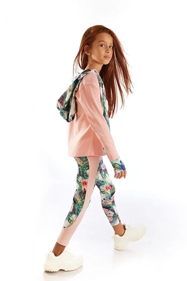 Детское худи для девочек с принтом Shirley Flower Patterned Colorinas, Pink — фото 3