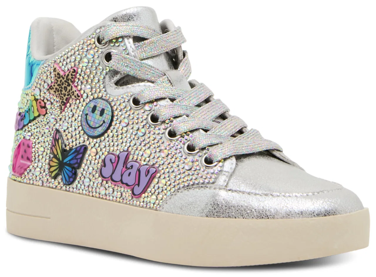 Детские кроссовки для девочек с блестками Steve Madden Jdelight, Silver Multi — фото 2