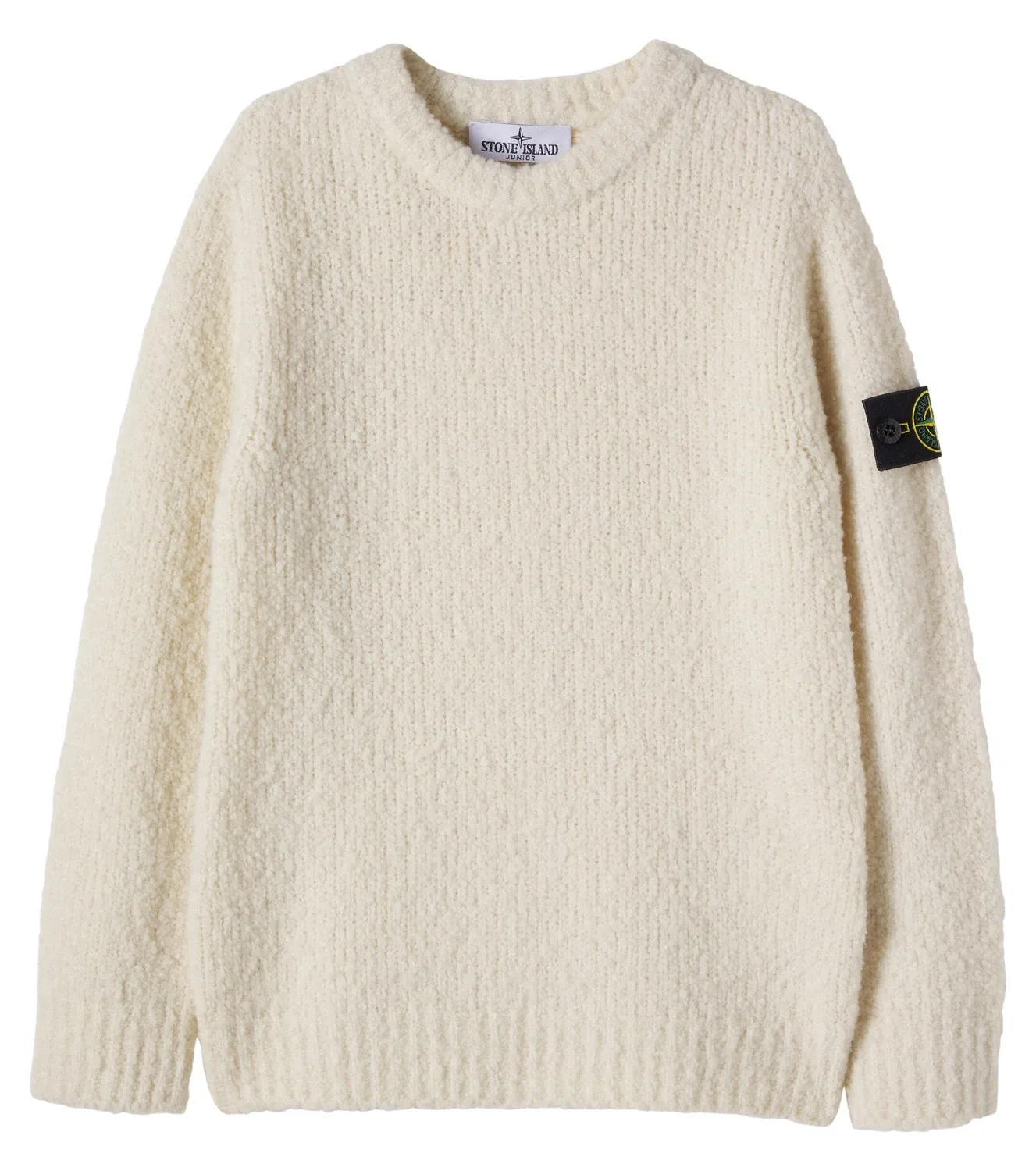 Свитер шерстяной с круглым вырезом Stone Island Junior, белый