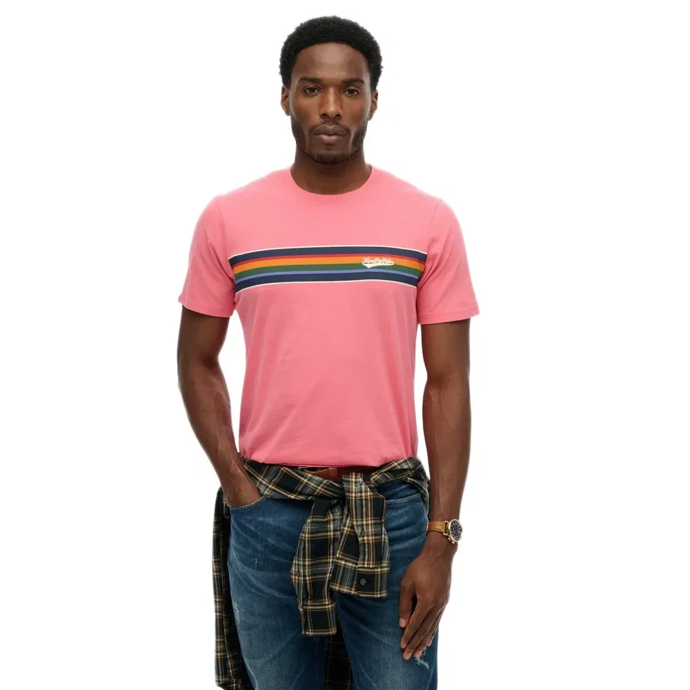 Футболка с коротким рукавом Outdoor Stripe Logo Rlxd Superdry, розовый