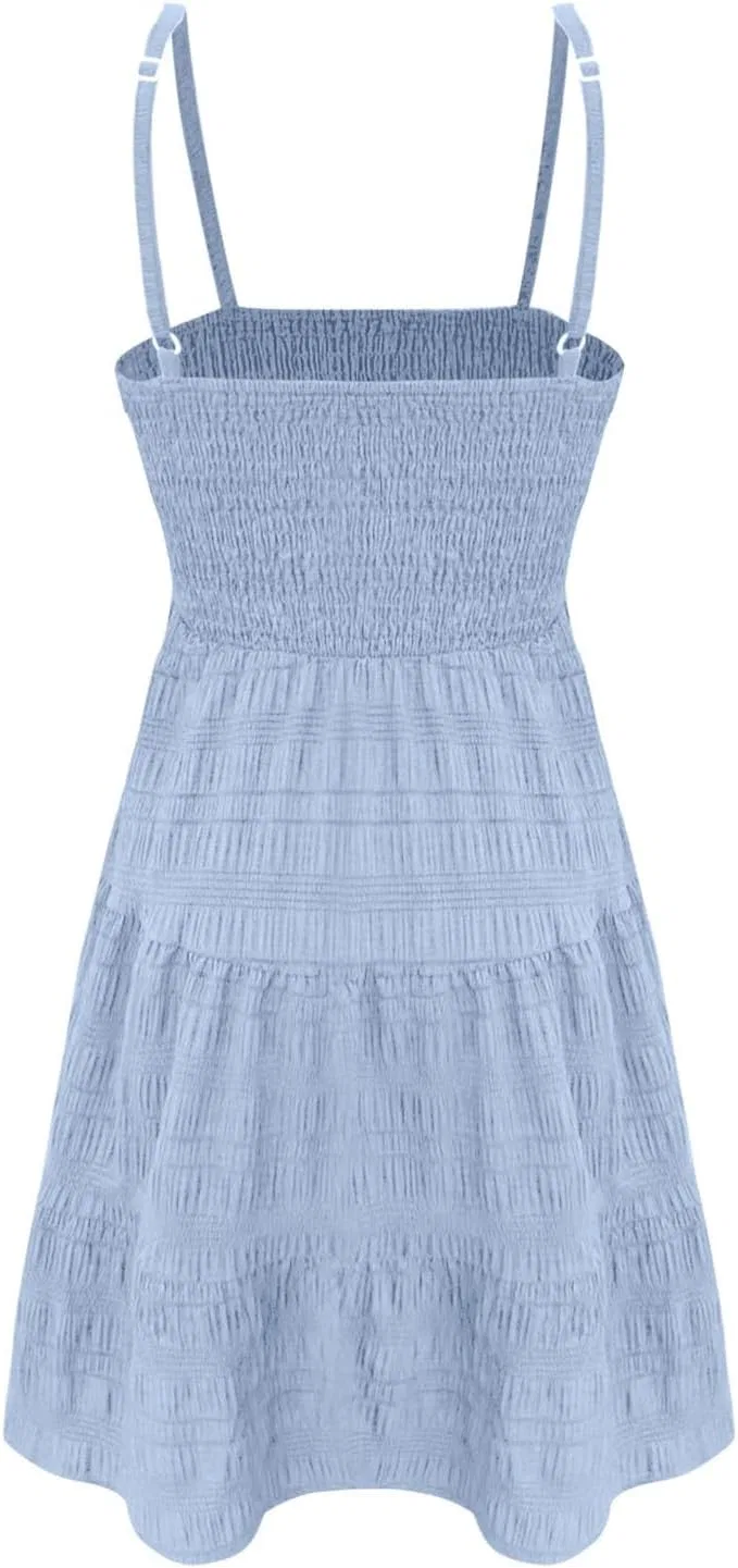 Женское мини-платье на бретелях Smock Cami Sundress, Light Blue — фото 4