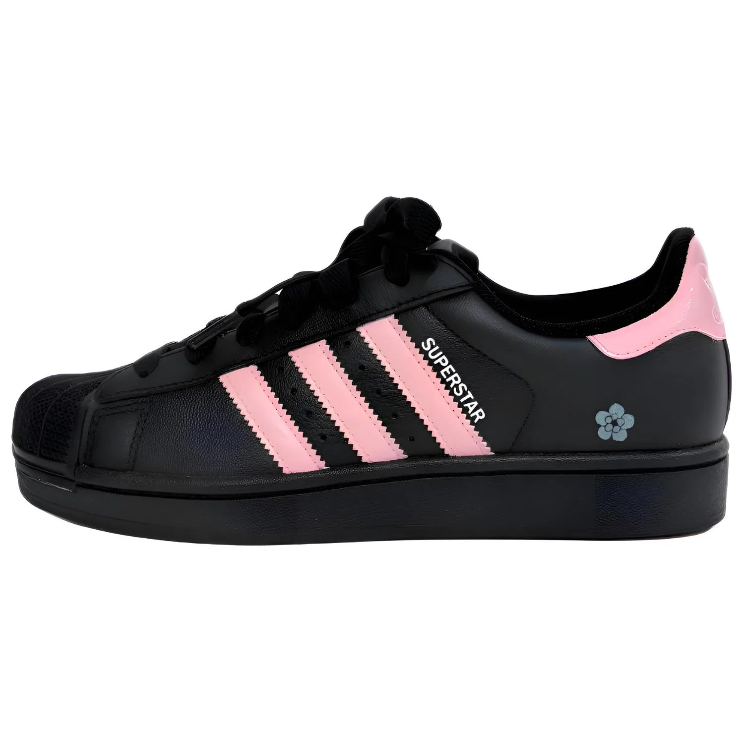 Детские кастомные кеды Superstar 2 с принтом Питер Пэн, розово-голубые, Adidas Originals, Ink Pink