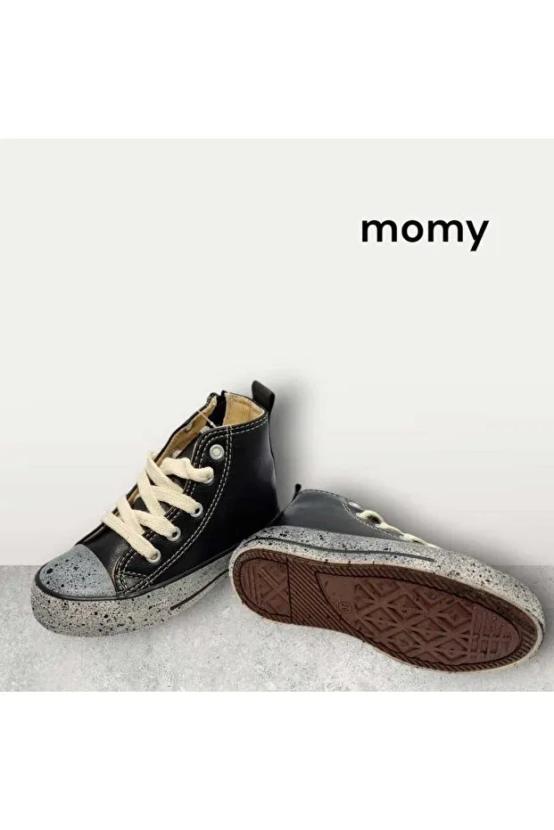 Детские спортивные ботинки для девочек с принтом Momykids, Black — фото 2
