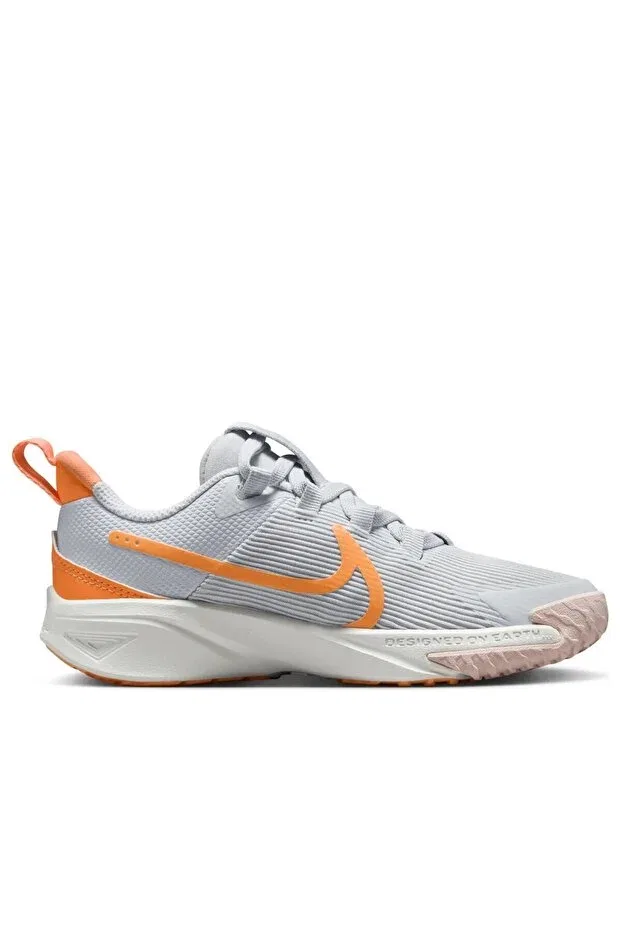 Детские кроссовки для девочек с эластичными шнурками Star Runner 4 Nike, Grey-Orange — фото 2