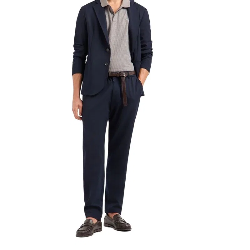 Брюки повседневные Stretch Technical Gabardine Elasticated Waist, Dark Marine Blue EMPORIO ARMANI — фото 3