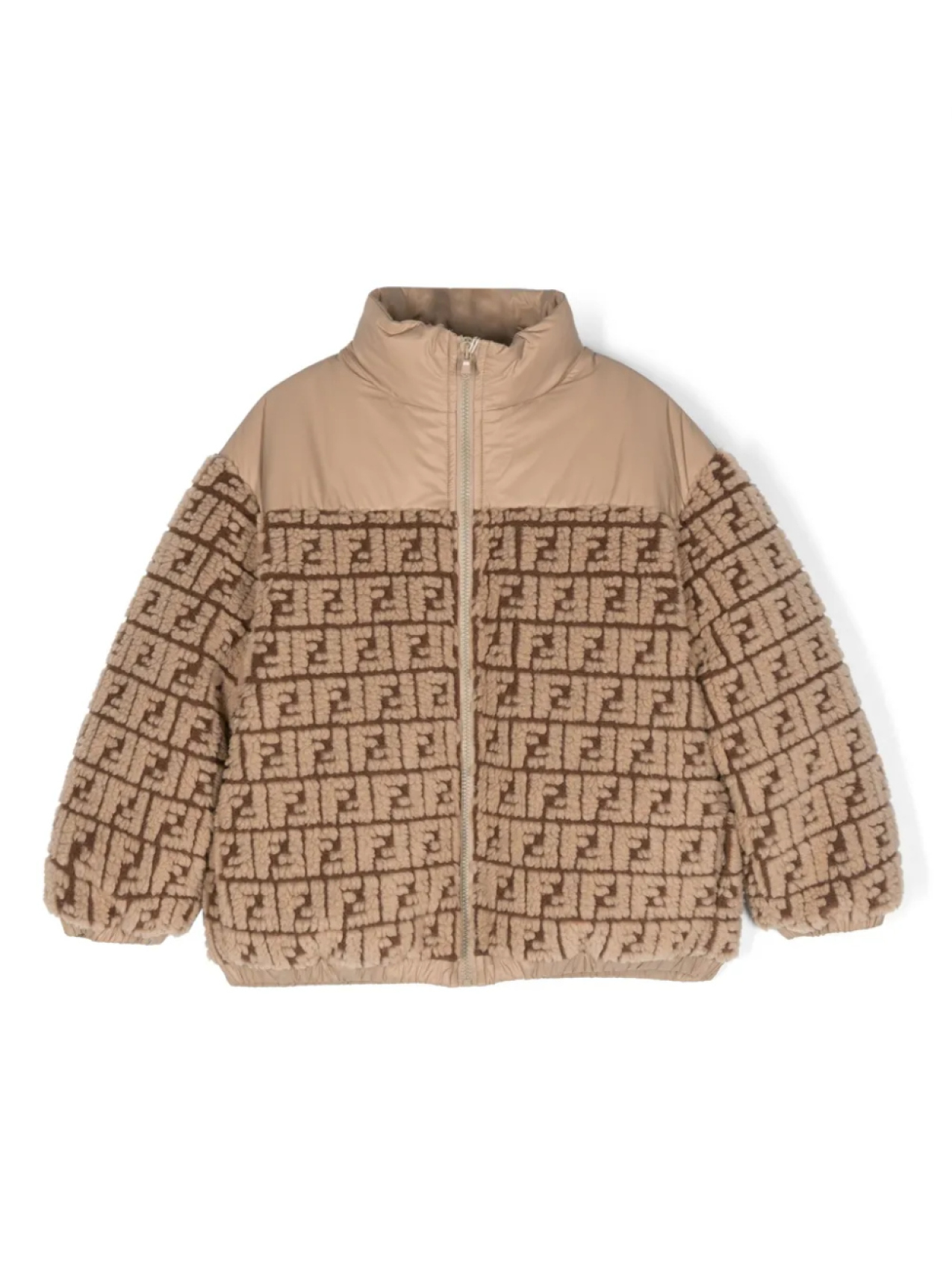 

Флисовый пуховик с логотипом FF Fendi Kids, нейтральный