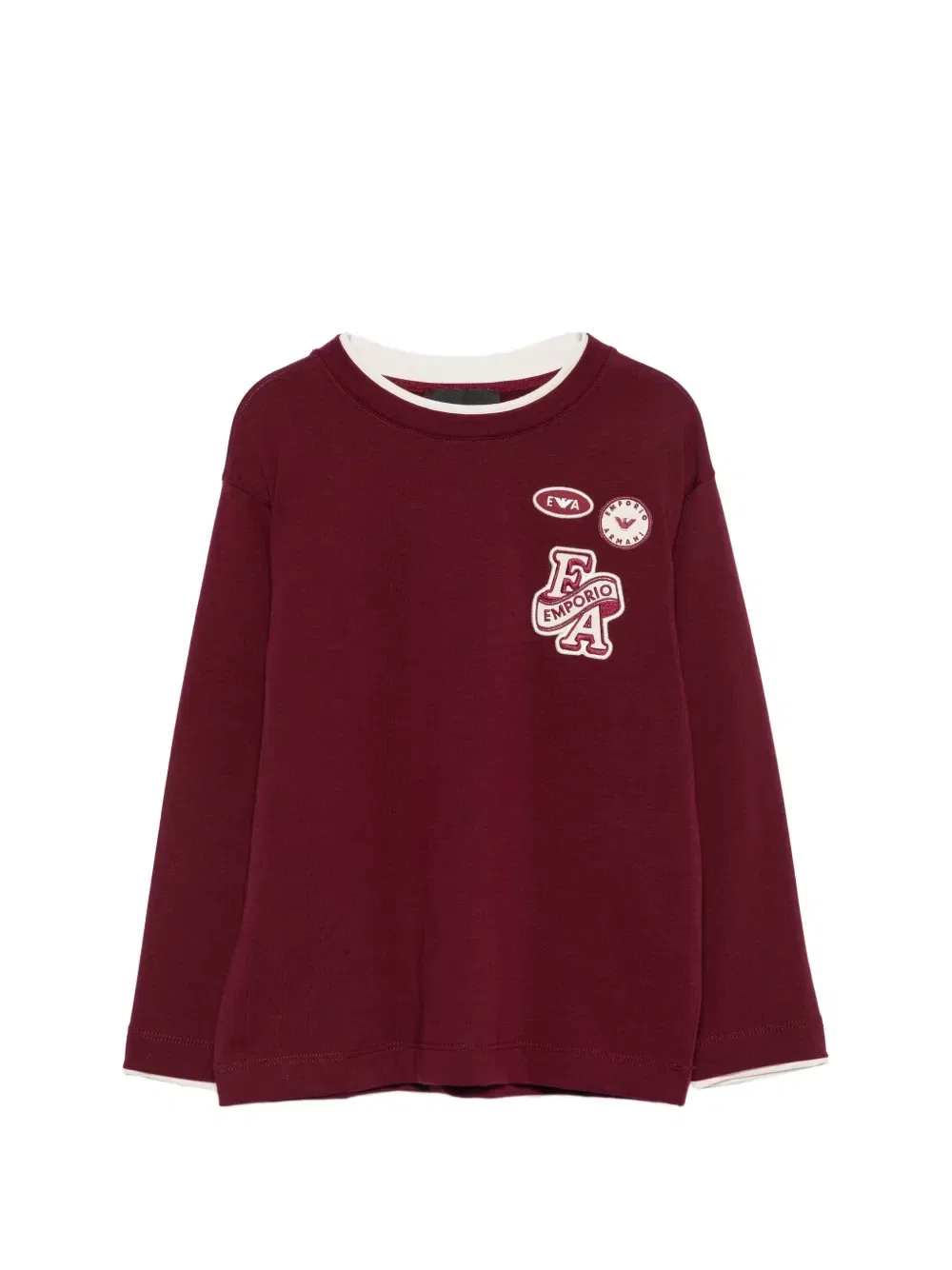 Футболка с многослойным дизайном и логотипом-нашивкой Emporio Armani Kids, красный