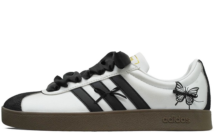 

Кастомизированные кроссовки Adidas Neo Vl Court Classic Skateboarding Unisex, черный/белый/серебряный