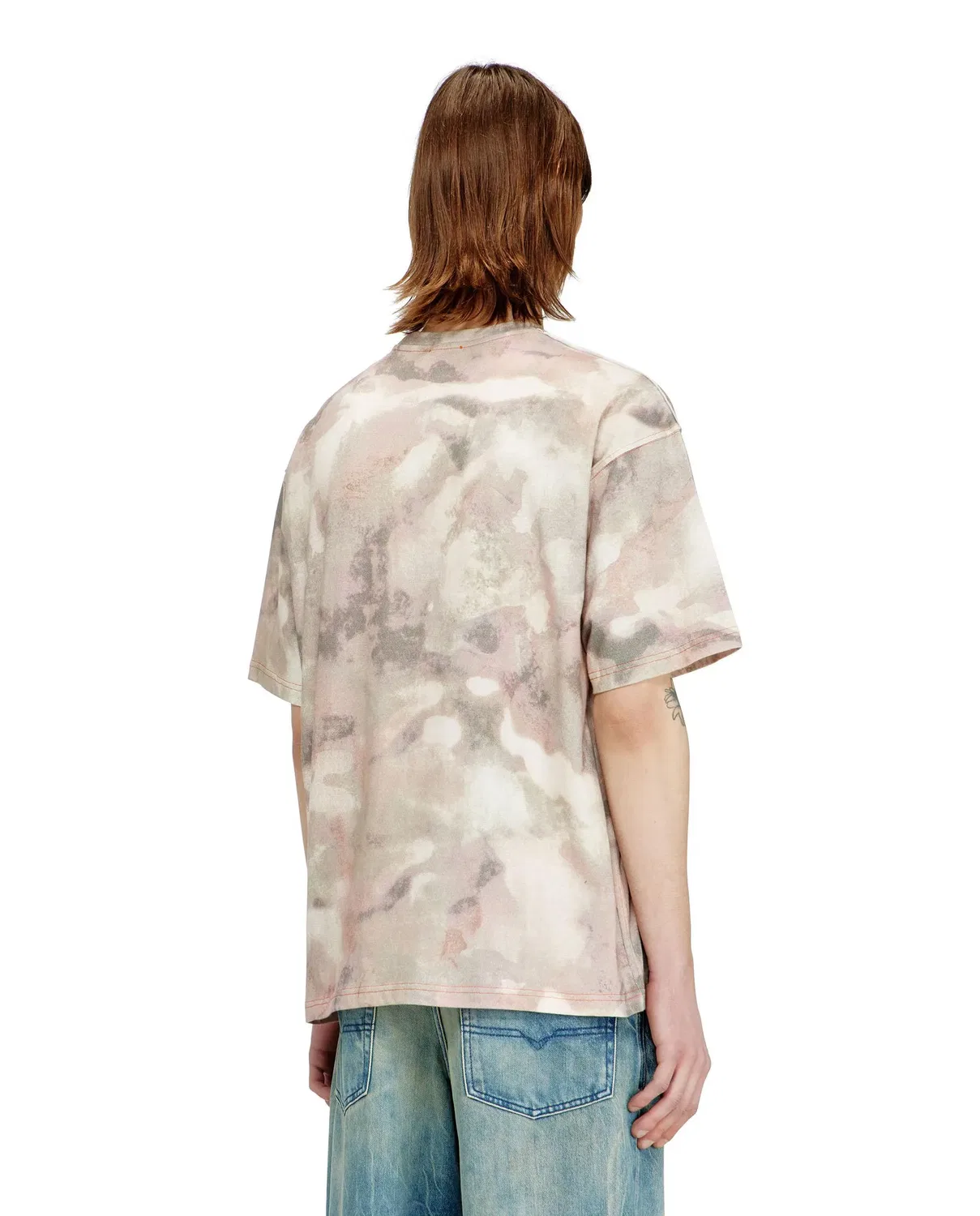 Мужская футболка оверсайз с принтом Camouflage Diesel, Beige/Marrón — фото 2
