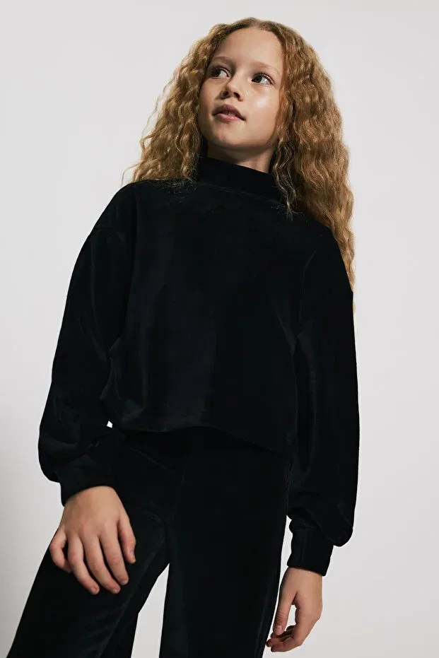 Детские свитшот для девочек с высоким воротником Babokah, Black