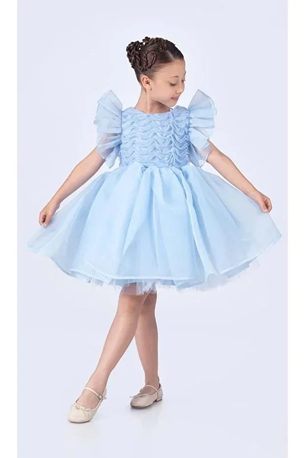 Детское платье-рубашка для девочек с геометрическим принтом Maronia girl's princess model evening dress m00746 Mnk Baby&Kids, Blue