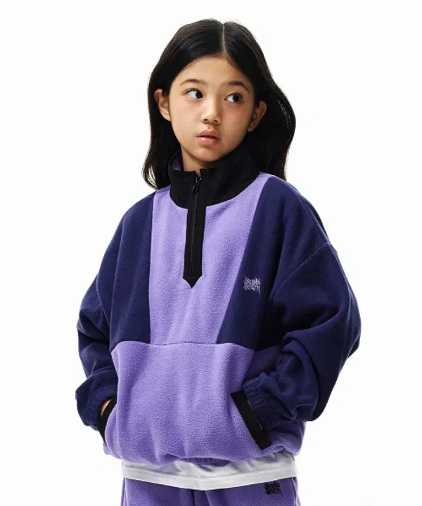 Флисовая кофта ползунок на молнии для детей, фиолетовая, Brownbreath Kids