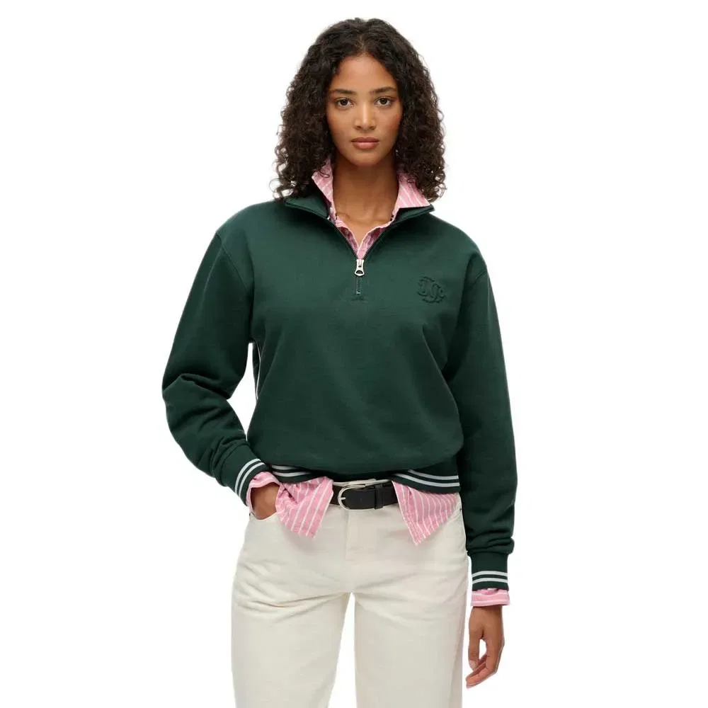 Свитер с молнией Country Club Embossed Superdry, зеленый