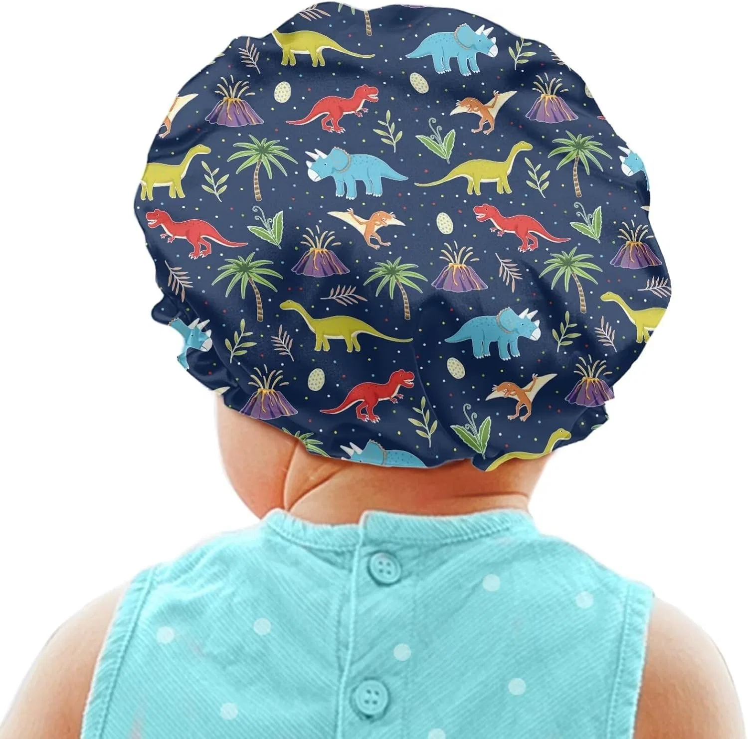 Детская шапочка для сна из сатина, Babrukda, 30x30 см, Colourful Dinosaur Palm Tree