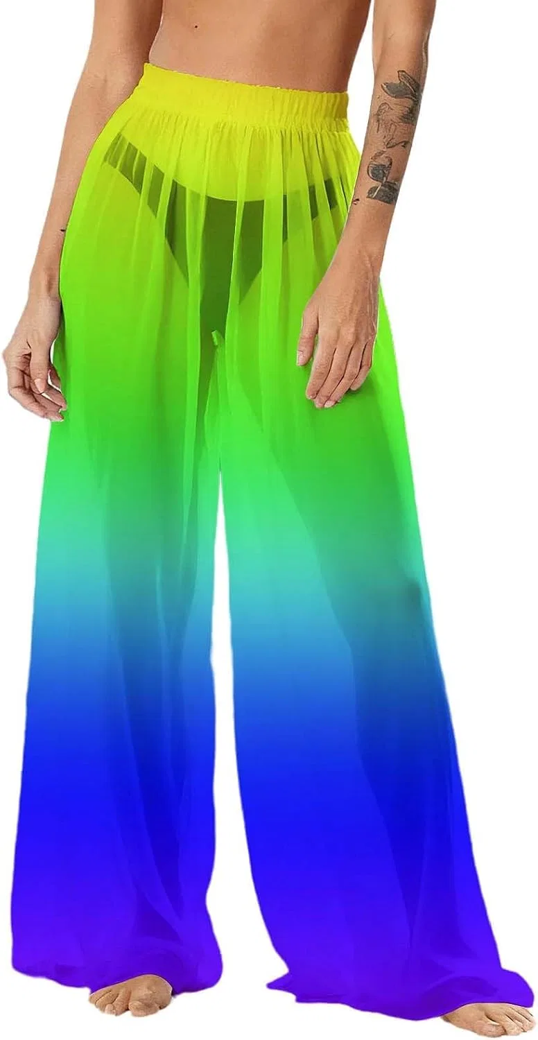 Женские пляжные брюки палаццо с градиентным принтом, 2-light Green